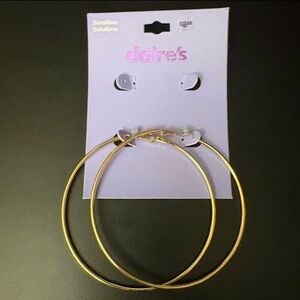 Claire’s sensitive solutions gold hoop earrings 3 inch